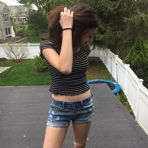 forever 21 striped shirt, off the shoulder